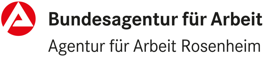 Abbildung Logo roter Kreis mit weißem Dreieck und schwarzer Beschriftung der Bundesagentur für Arbeit