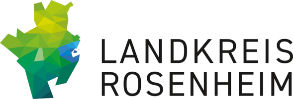 Abbildung Logo grüner Umrisse es Landkreises Rosenheim mit schwarzer Beschriftung 