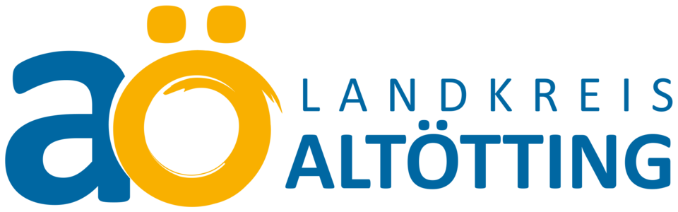 Abbildung Logo mit blauem A und gelben Ö und dunkelblauer Schrift mit Landkreis Altötting