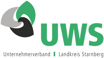 Abbildung Logo drei Grafik Blätter mit grüner Beschriftung von UWS