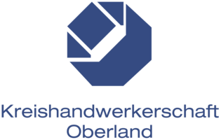 Abbildung Logo mit 3D Sechseck und blauer Beschriftung der Kreishandwerkerschaft Oberland 