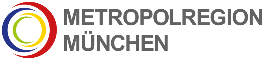 Abbildung Logo bunte Halbkreise und graue Beschriftung mit Metropolregion München 
