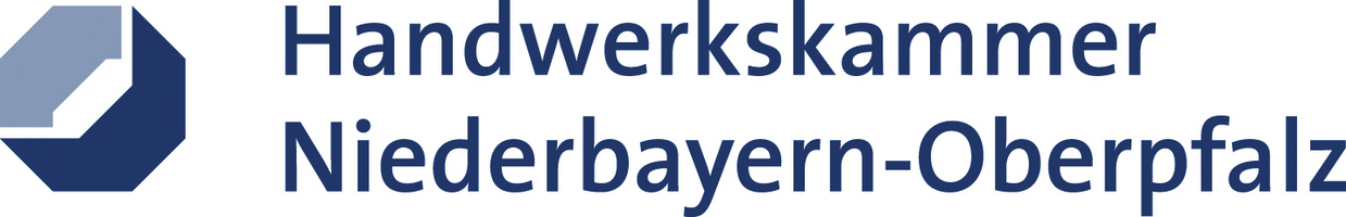 Abbildung Logo blaues Sechseck mit blauer Schrift von Handwerkskammer Niederbayern-Oberpfalz