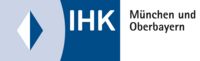 Abbildung Logo weiß blaue Raute in einem blauen Rechteck mit weißer Beschriftung der IHK 