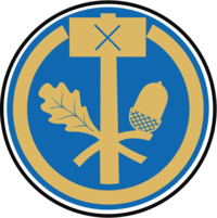 Abbildung Logo blauer Kreis mit Blatt und Nuss einer Eiche